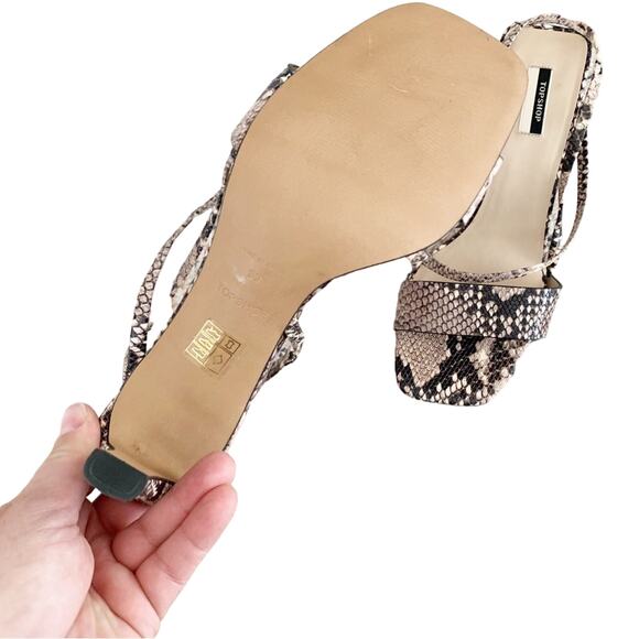 Topshop Nettle Snakeskin Leather Sandal 8 Beige Black NEW - Picture 10 of 12